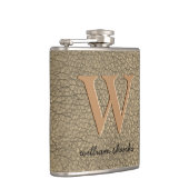 カーキ素朴レザーフェイクモノグラム名ボス フラスク (右)