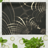 カーキ色と暗い背景の尖った曲線 キッチンタオル (折り畳み)