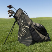 カーキ色と暗い背景の尖った曲線 ゴルフタオル (グリーン)