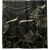 カーキ色と暗い背景の尖った曲線 シャワーカーテン (正面)