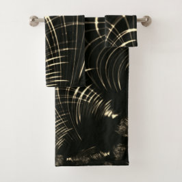 カーキ色と暗い背景の尖った曲線 バスタオルセット