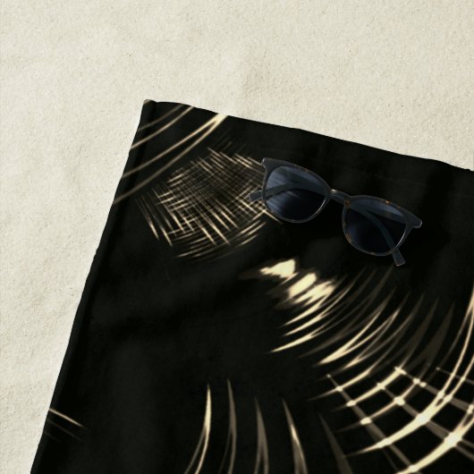 カーキ色と暗い背景の尖った曲線 ビーチタオル (インサイチュ)