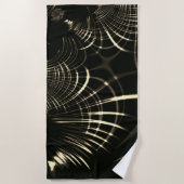 カーキ色と暗い背景の尖った曲線 ビーチタオル (正面)