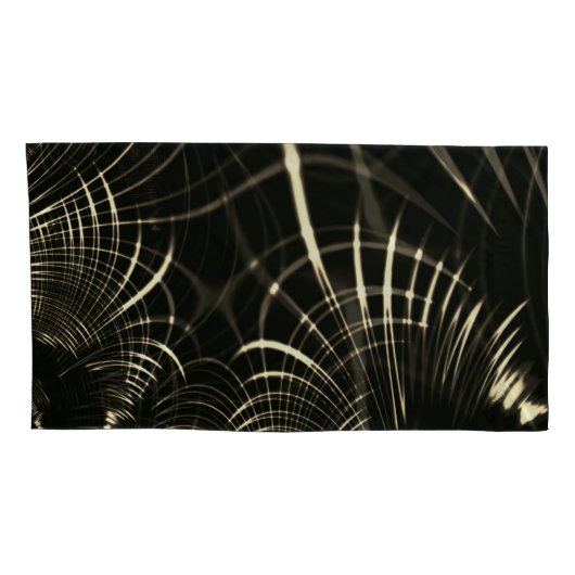 カーキ色と暗い背景の尖った曲線 枕カバー (裏面-右)