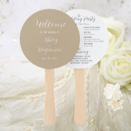 カーキ色のシンプルな結婚式プログラム ハンドファン