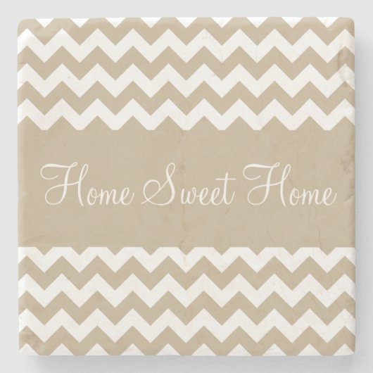 カーキ色のタンシェブロンは縞で飾ります ストーンコースター (正面)