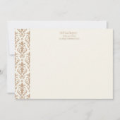 カーキ色のダマスク織のメッセージカード ノートカード (正面)