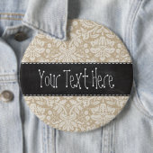 カーキ色のダマスク織; ヴィンテージの黒板の一見 缶バッジ (インサイチュ)