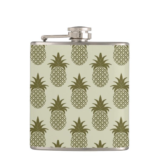 カーキ色のパイナップルパターン フラスク (正面)