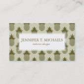 カーキ色のパイナップルパターン 名刺 (正面)