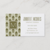 カーキ色のパイナップルパターン 名刺 (正面)