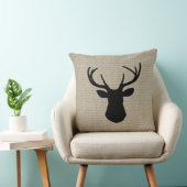 カーキ色のリネン一見のシカのシルエットの枕 クッション (椅子)