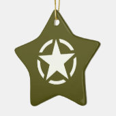 カーキ色の緑の星のステンシルヴィンテージ セラミックオーナメント (左)