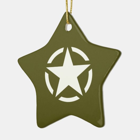 カーキ色の緑の星のステンシルヴィンテージ セラミックオーナメント (左)
