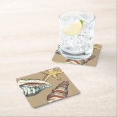 カーキ色の貝のトリオ スクエアペーパーコースター (インサイチュ)