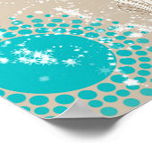 カーキ色アイボリーアクアビーチ ブライダルシャワー ポスター (角)