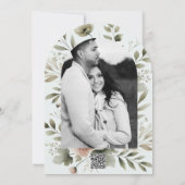 カーキ オリーブ グリーン 水彩 フラワー ウェディング 招待状 (裏面)