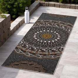 カーキ・クロコディラス・ポロソス・マンダラ・アート ヨガマット