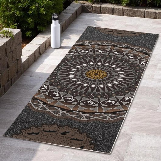 カーキ・クロコディラス・ポロソス・マンダラ・アート ヨガマット