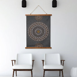 カーキ・クロコディラス・ポロソス・マンダラ・アート 吊り下げ型タペストリー