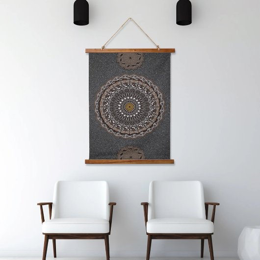 カーキ・クロコディラス・ポロソス・マンダラ・アート 吊り下げ型タペストリー