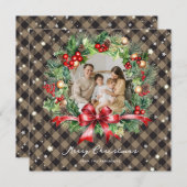 カーキ バッファロープレイド リース 星 写真 クリスマス (正面/裏面)