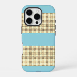カーキ ベージュ クリーム ブルー ストライプ ギンガム iPhone 16 カバー