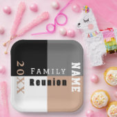 カーキ、白黒のカスタムファミリー懇親会 ペーパープレート (パーティー)