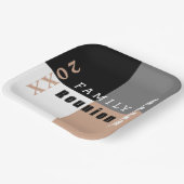 カーキ、白黒のカスタムファミリー懇親会 ペーパープレート (傾斜あり)