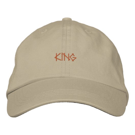 カーキ "King" ラグジュアリーキャップ 刺繍入りキャップ (正面)
