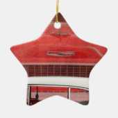 カークラシックズシェヴィベルエアダッジレッドホワイトヴィンテージ セラミックオーナメント (正面)