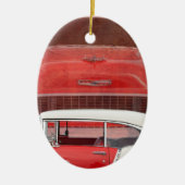 カークラシックズシェヴィベルエアダッジレッドホワイトヴィンテージ セラミックオーナメント (正面)