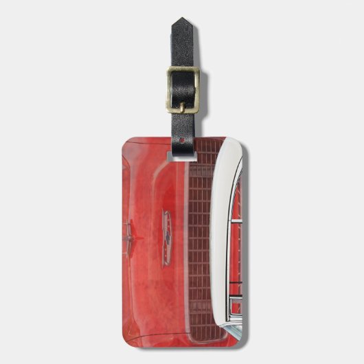 カークラシックズシェヴィベルエアダッジレッドホワイトヴィンテージ ラゲッジタグ (正面縦)