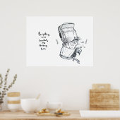 カークラッシュイラストレーションとKurt Vonnegut引用文 ポスター (キッチン)