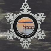 カークランドサンセット魚釣りレイクワシントンシルエット スノーフレークピューターオーナメント