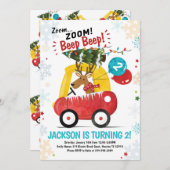 カークリスマス誕生日招待状ボーイズカー招待状 招待状 (正面/裏面)
