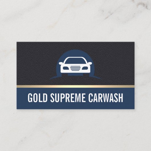 カークリーニング金ゴールドプレミアムレザー 名刺 (正面)