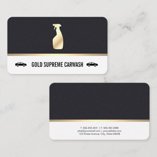カークリーニング金ゴールドプレミアムレザー 名刺 (正面/裏面)