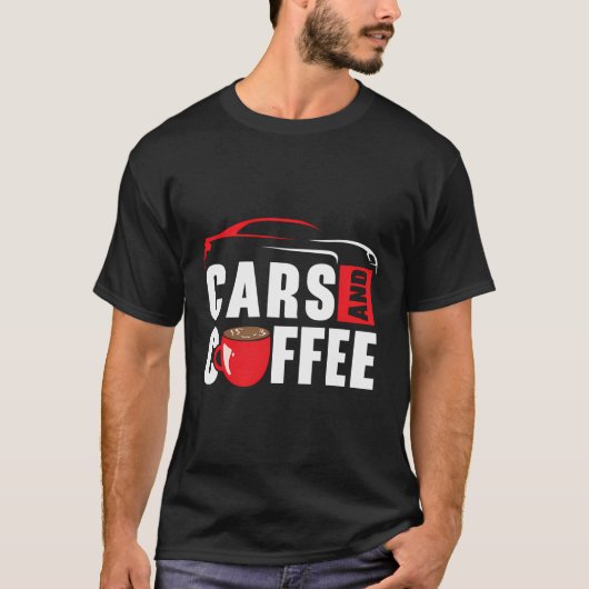 カーコーヒーカフェイン車の愛好家カーレース Tシャツ (正面)
