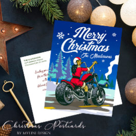 カーサイクリングのミセス・クロースおもしろい・クリスマスグリーティング シーズンポストカード