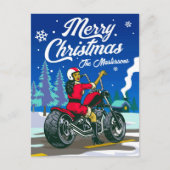カーサイクリングのミセス・クロースおもしろい・クリスマスグリーティング シーズンポストカード (正面)