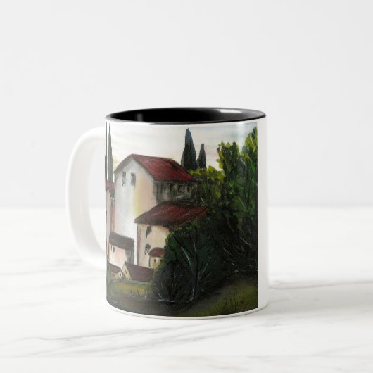 カーサデプエブロディブジョトスカーニイタリアカントリーサイド ツートーンマグカップ (正面左)
