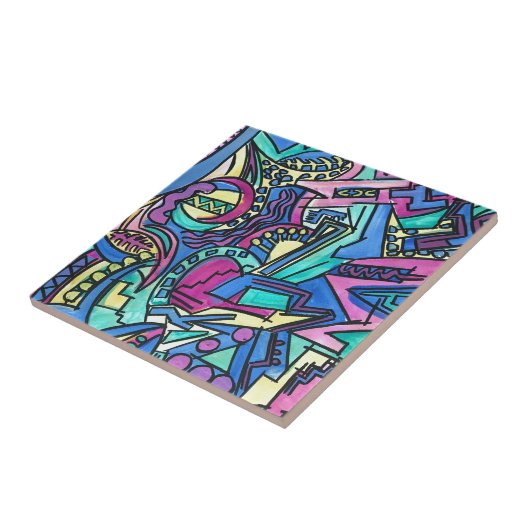 カーサミアハンドジオメ絵を描クモダントリアル タイル (側面)