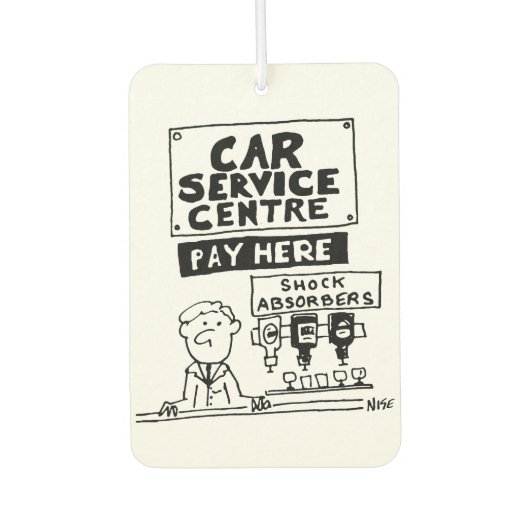 カーサービスセンターの整備士とショックアブソーバ カーエアーフレッシュナー (正面)