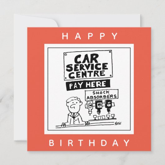 カーサービスセンターの整備士とショックアブソーバ。 カード (正面)