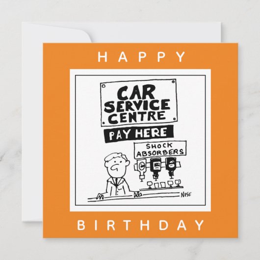 カーサービスセンターの整備士とショックアブソーバ。 カード (正面)