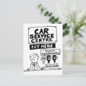カーサービスセンターの整備士とショックアブソーバ ポストカード (スタンド正面)