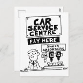 カーサービスセンターの整備士とショックアブソーバ ポストカード (正面/裏面)