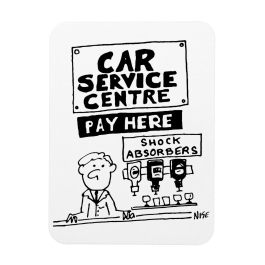 カーサービスセンターの整備士とショックアブソーバ マグネット (縦)
