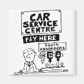 カーサービスセンターの整備士とショックアブソーバ マグネット (正面)